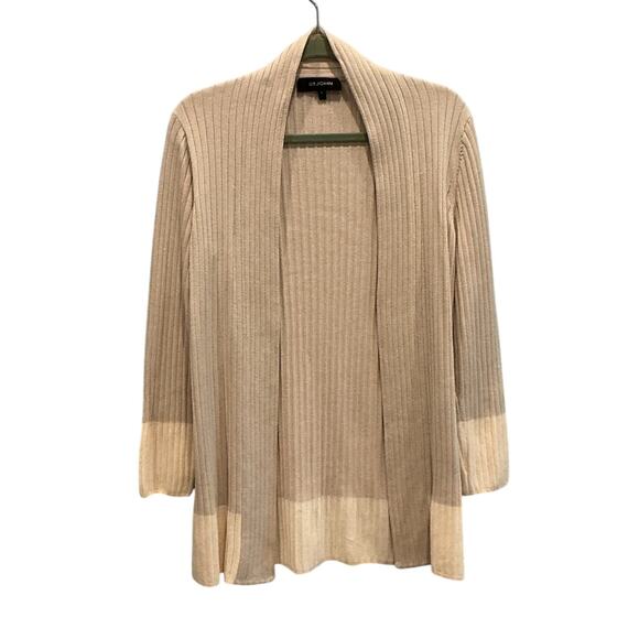 St. John Womens Cashmere Blend Open Cardigan Size Medium Off White Old Money - Picture 1 of 6